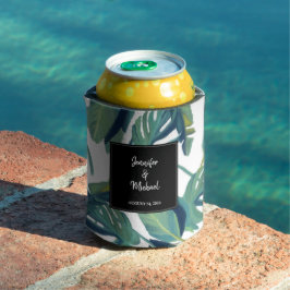 Waterverf tropische bladeren bruid & bruidegom Bru Blikjeskoeler