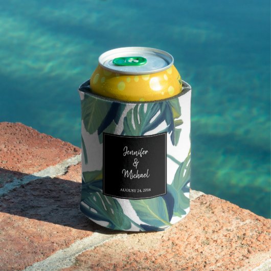 Waterverf tropische bladeren bruid & bruidegom Bru Blikjeskoeler (Insitu Zwembad)