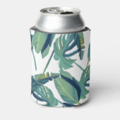 Waterverf tropische bladeren bruid & bruidegom Bru Blikjeskoeler (Blikje Achterkant)