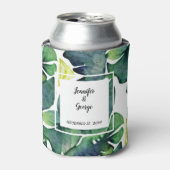 Waterverf tropische bladeren bruidebruidebruidebru blikjeskoeler (Blikje Voorkant)