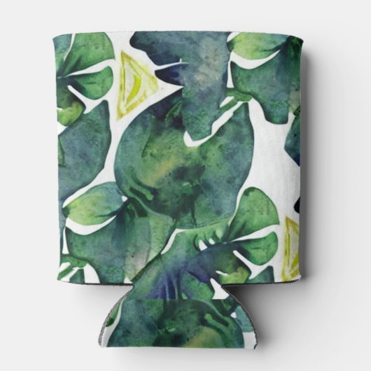 Waterverf tropische bladeren bruidebruidebruidebru blikjeskoeler (Achterkant)