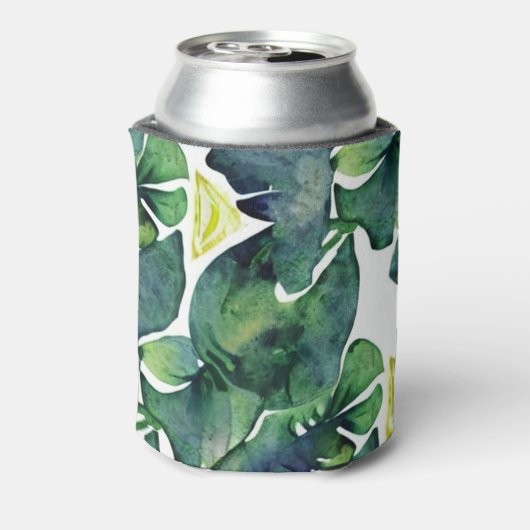 Waterverf tropische bladeren bruidebruidebruidebru blikjeskoeler (Blikje Achterkant)