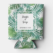 Waterverf tropische bladeren bruidebruidebruidebru blikjeskoeler (Voorkant)