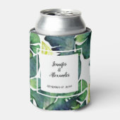 Waterverf tropische bladeren bruidebruidebruidebru blikjeskoeler (Blikje Voorkant)