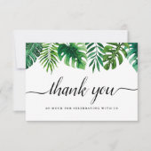 Waterverf tropische bladeren bruiloft dank u kaart (Voorkant)