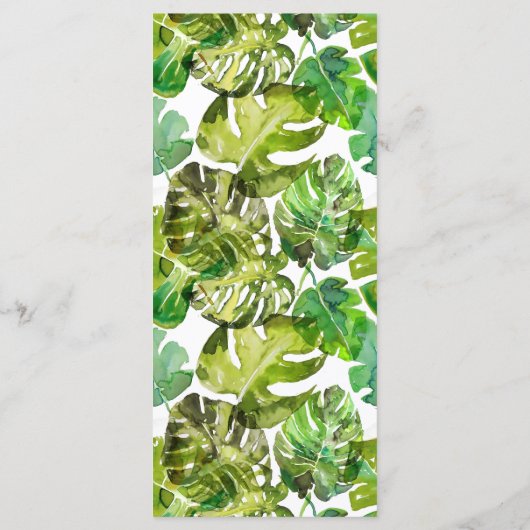 Waterverf Tropische bladeren bruiloft Menu (Achterkant)