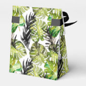 Waterverf Tropische bladeren bruiloft monogram Bedankdoosjes (Achterkant)