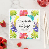 Waterverf Tropische bladeren bruiloft monogram Servet (Insitu)