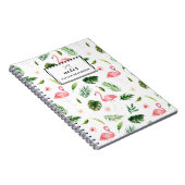 Waterverf Tropische bladeren en Flamingo Custom Notitieboek (Rechterzijde)