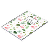Waterverf Tropische bladeren en Flamingo Custom Notitieboek (Linkerzijde)