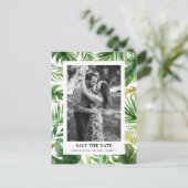 Waterverf Tropische bladeren Foto opslaan Datum Aankondigingskaart (Staand voorkant)