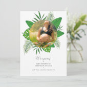 Waterverf Tropische bladeren Foto's Zwangerschap Aankondiging (Staand voorkant)