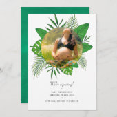 Waterverf Tropische bladeren Foto's Zwangerschap Aankondiging (Voorkant / Achterkant)