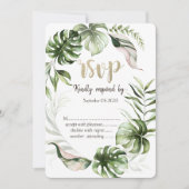 Waterverf Tropische bladeren Greenery RSVP Kaart (Voorkant)
