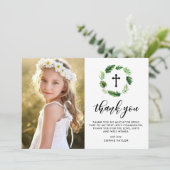 Waterverf Tropische bladeren Grote Eerste Communie Bedankkaart (Staand voorkant)