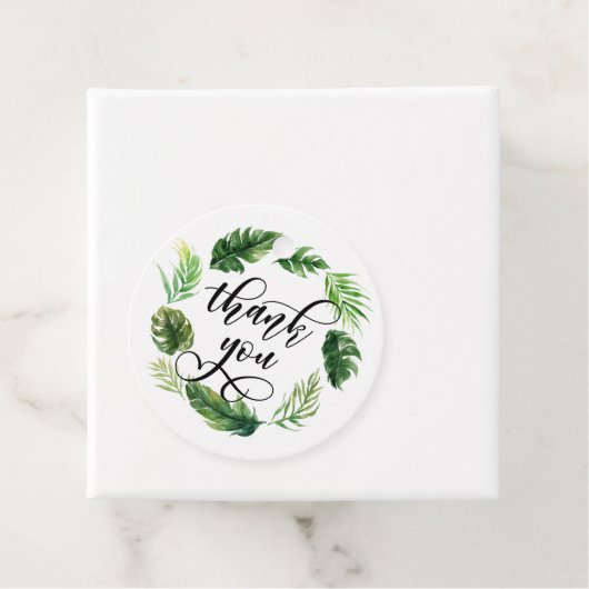 Waterverf Tropische bladeren Hartelijk dank Bedankjes Labels (In situ)