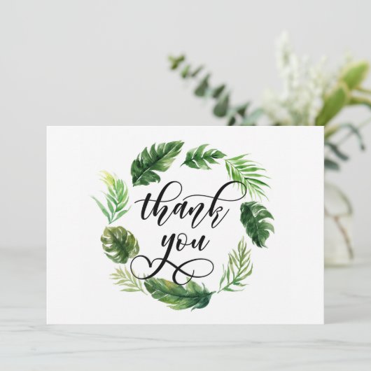 Waterverf Tropische bladeren Hartelijk dank Bedankkaart (Staand voorkant)