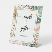 Waterverf Tropische bladeren Kaarten en cadeaubonn Reclamebord Met Voetstuk (Voorkant)