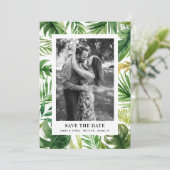 Waterverf Tropische bladeren Lijst Foto Save The Date (Staand voorkant)