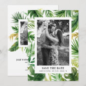 Waterverf Tropische bladeren Lijst Foto Save The Date (Voorkant / Achterkant)