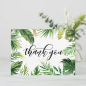 Waterverf Tropische bladeren Lijst Hartelijk dank Bedankkaart (Staand voorkant)