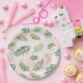 Waterverf Tropische Bladeren Luau Feest Papieren B Papieren Bordje (Feest)