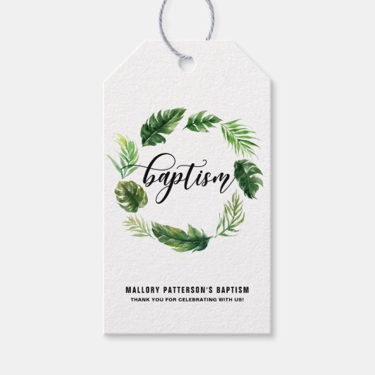 Waterverf Tropische bladeren met groot Label met b Cadeaulabel (Voorkant)