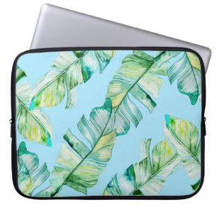Waterverf tropische bladeren, naadloze illustratie laptop sleeve