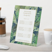 Waterverf Tropische bladeren Patroon op donkerblau Reclamebord Met Voetstuk (Insitu)