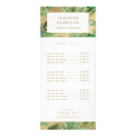 Waterverf Tropische bladeren Patroon op Faux Gold Reclamekaart