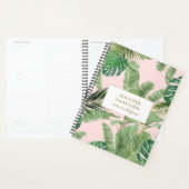Waterverf Tropische bladeren Patroon op roze Planner (Display)