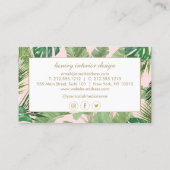 Waterverf Tropische bladeren Patroon op roze Visitekaartje (Achterkant)