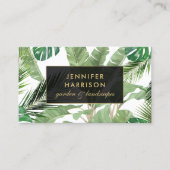 Waterverf Tropische bladeren Patroon op wit Visitekaartje (Voorkant)