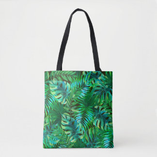 Waterverf tropische bladeren patroon tote bag