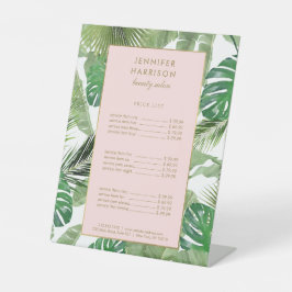 Waterverf Tropische bladeren Patroon voetstuk Reclamebord Met Voetstuk