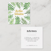 Waterverf tropische bladeren plant greenery vierkante visitekaartje (Voorkant / Achterkant)