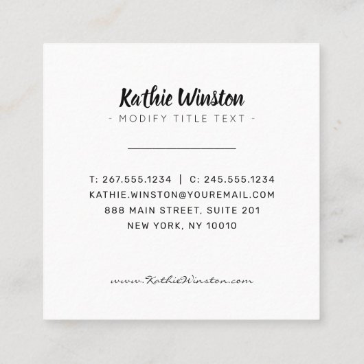 Waterverf tropische bladeren plant greenery vierkante visitekaartje (Achterkant)