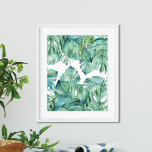 Waterverf Tropische bladeren Poster<br><div class="desc">Breng gedurfde, tropische stijl naar uw ruimte met dit levendige monstera-bladschilderij, een fris waterverf-ontwerp van de Florida waterverf-kunstenares Victoria Grigaliunas. Met het iconische Zwitserse plant in rijke tinten groen en turquoise, is deze botanische kunstprint ideaal voor het moderne strandhuisdecor. Het opvallende patroon voegt een stijlvolle toets toe aan elke slaapkamer,...</div>