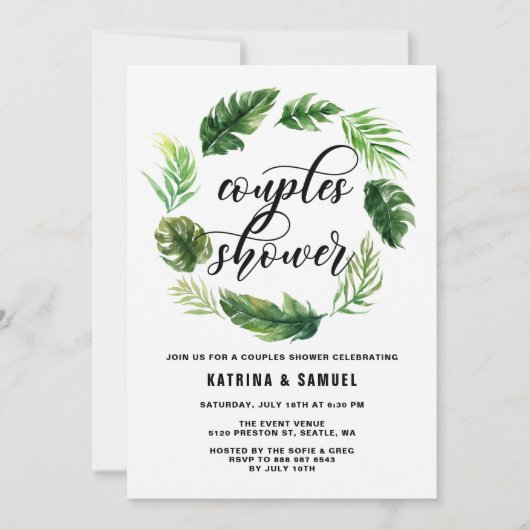 Waterverf Tropische bladeren schoeisel met grote p Kaart (Voorkant)