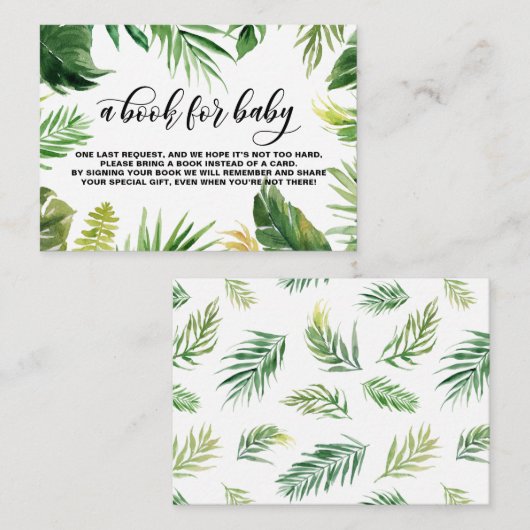 Waterverf Tropische bladeren Verzoek om Baby Lijst Informatiekaartje (Voorkant / Achterkant)