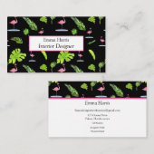 Waterverf Tropische bladeren & vlamingos Visitekaartje (Voorkant / Achterkant)