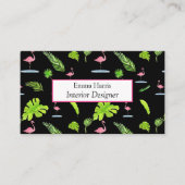 Waterverf Tropische bladeren & vlamingos Visitekaartje (Voorkant)