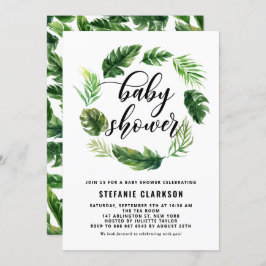 Waterverf Tropische bladeren Warm Baby shower Kaart