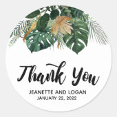 Waterverf Tropische bladeren Weddenschap Ronde Sticker (Voorkant)