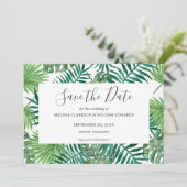 Waterverf tropische bladeren Wedding Save the Date (Staand voorkant)