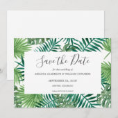 Waterverf tropische bladeren Wedding Save the Date (Voorkant / Achterkant)