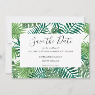 Waterverf tropische bladeren Wedding Save the Date