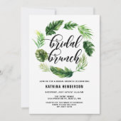 Waterverf Tropische bladeren Wreate Bridal Brunch Kaart (Voorkant)