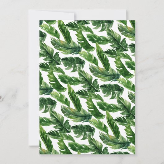 Waterverf Tropische bladeren Wreate Bridal Brunch Kaart (Achterkant)
