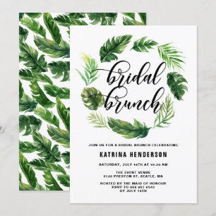 Waterverf Tropische bladeren Wreate Bridal Brunch Kaart